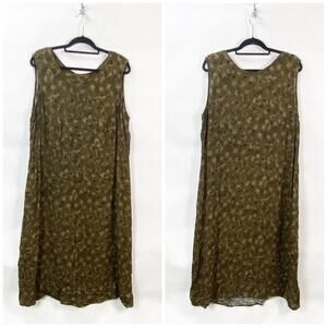 Vintage Lady Dorby 20W Plus Womens Brown Olive Print Sleevless Long Dress